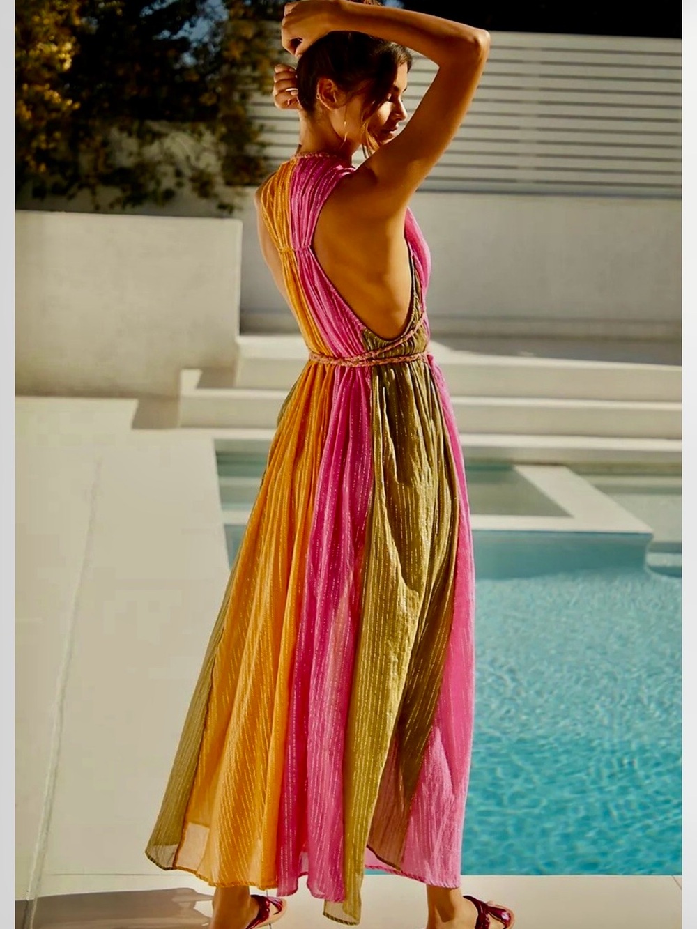 Anthropologie Colorblock Gauze Maxi Dress Sz Med NWT
